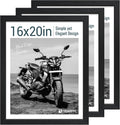 16x20 Picture Frame Set of 3 - Black Woodgrain Solid Wood Frames