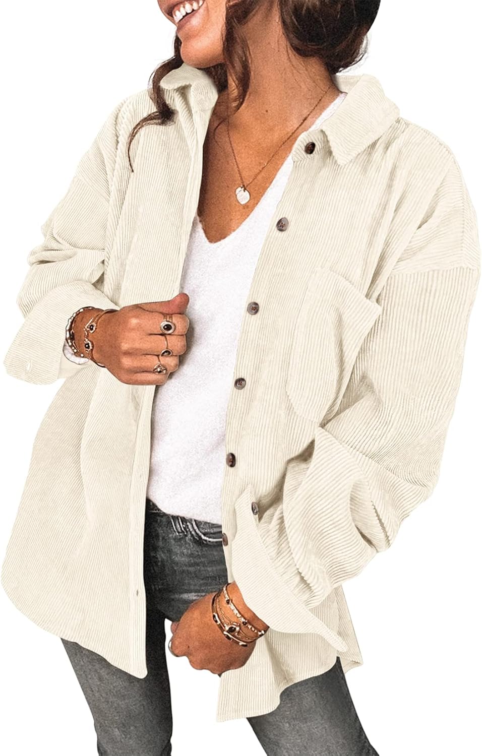 Saslax Womens Corduroy Shirt Jacket for Stylish Layering