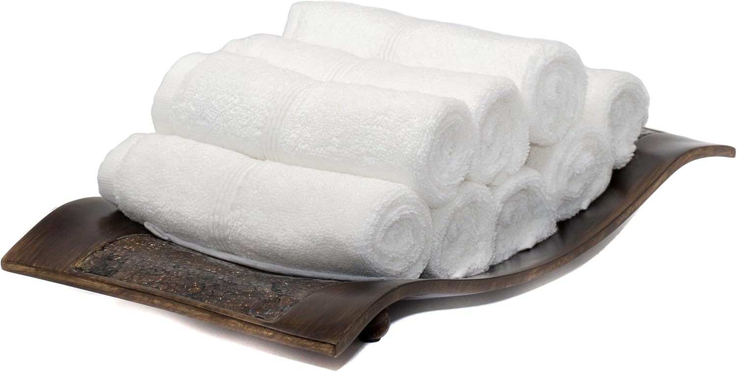 Mosobam Luxury Turkish Towels Set of 8 Washcloths 13X13 White