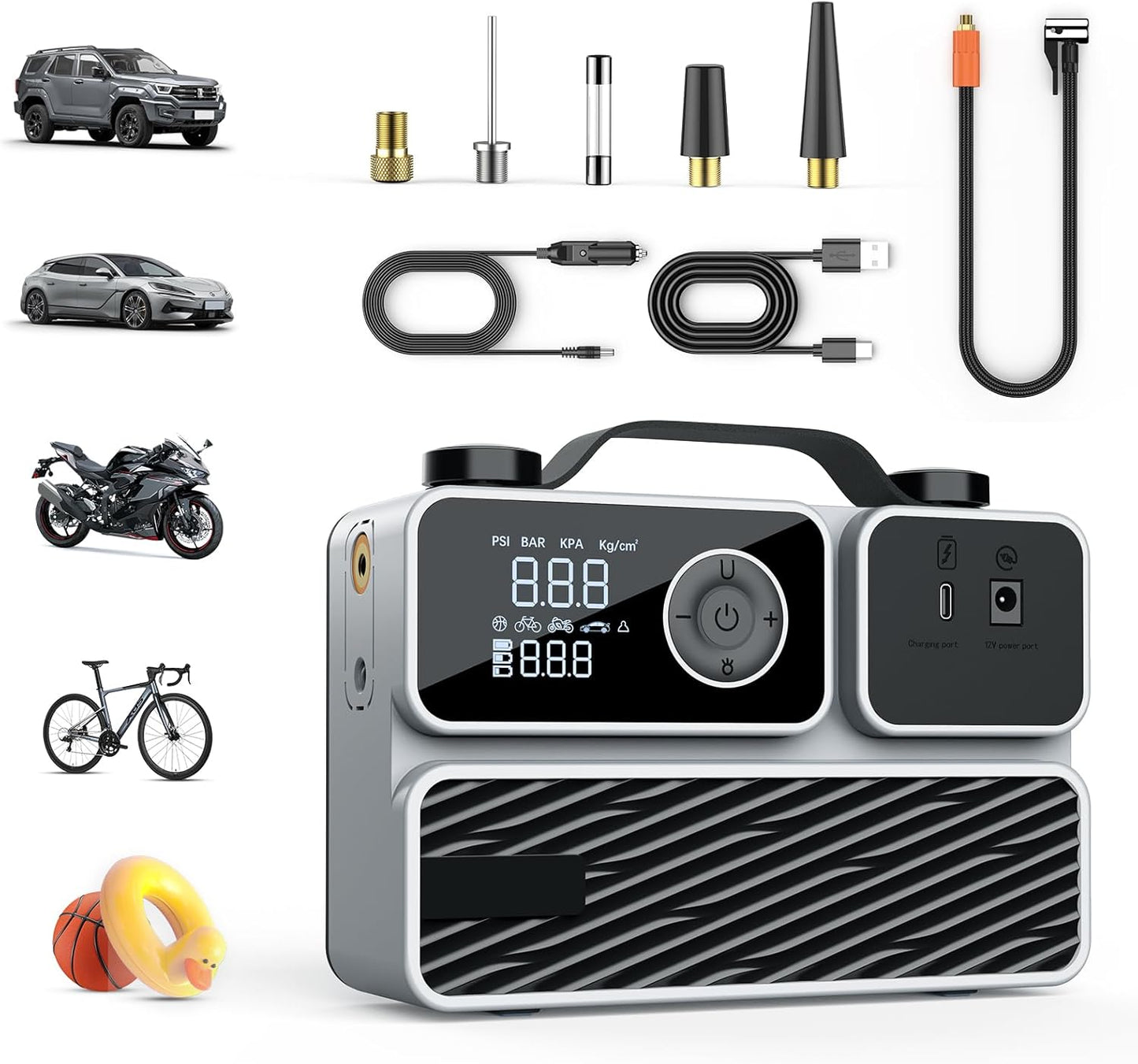 Portable 150PSI Cordless Tire Inflator: Rechargeable & Auto Shutoff