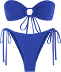 Bandeau O Ring Strapless Bikini Set - Convertible Tie Side Swimwear