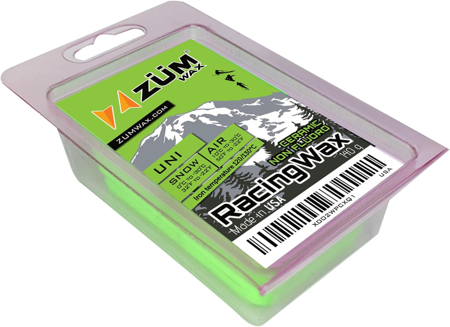 ZUMWax Ceramic Ski Wax 140g - Extreme Speed, Eco-Friendly, Made in USA