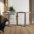 Freestanding Dog Fence Indoor 4-Panel Gate - Foldable Wood Pet Barrier