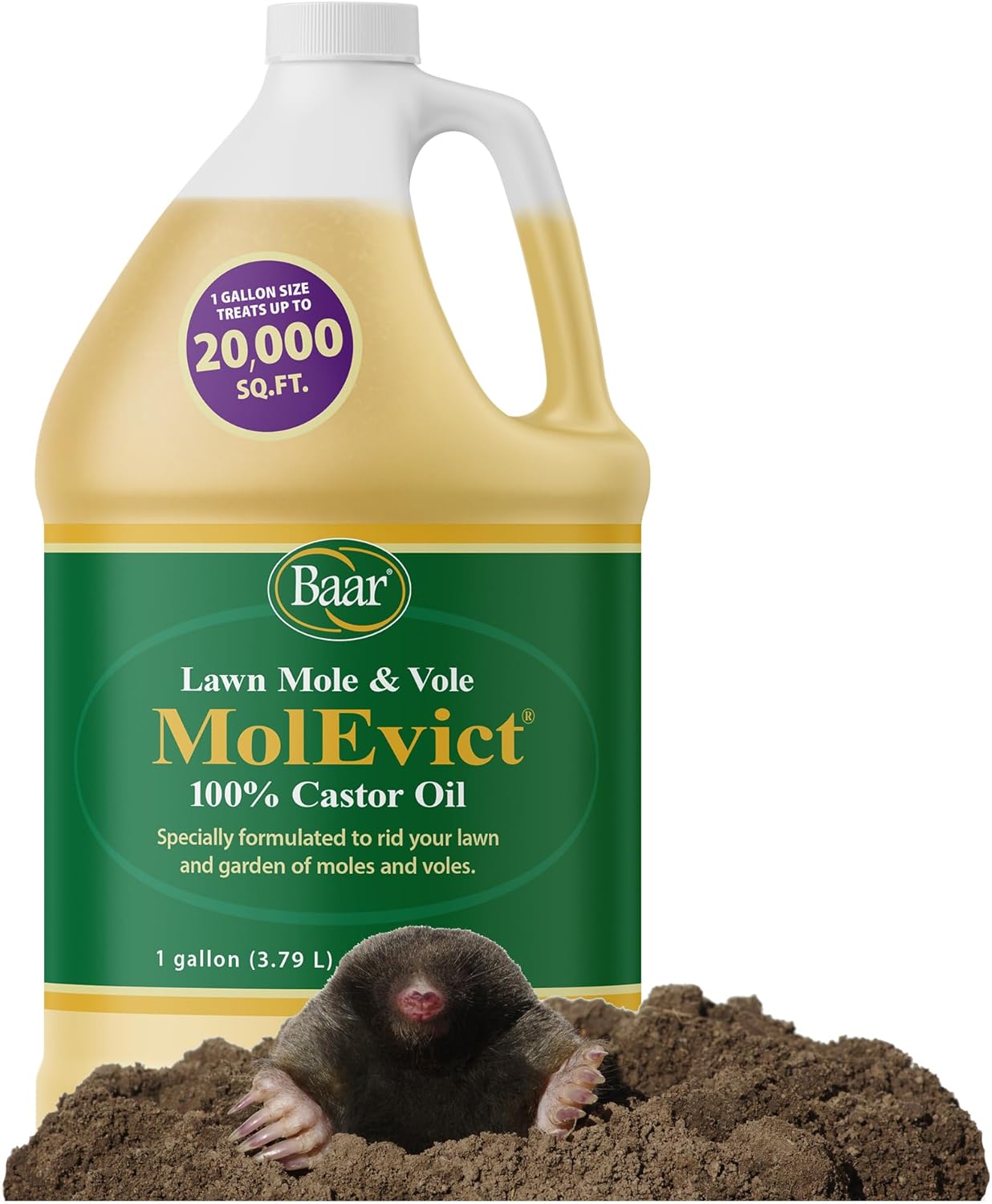 Baar MolEvict Lawn Mole Castor Oil - 1 Gallon Protection