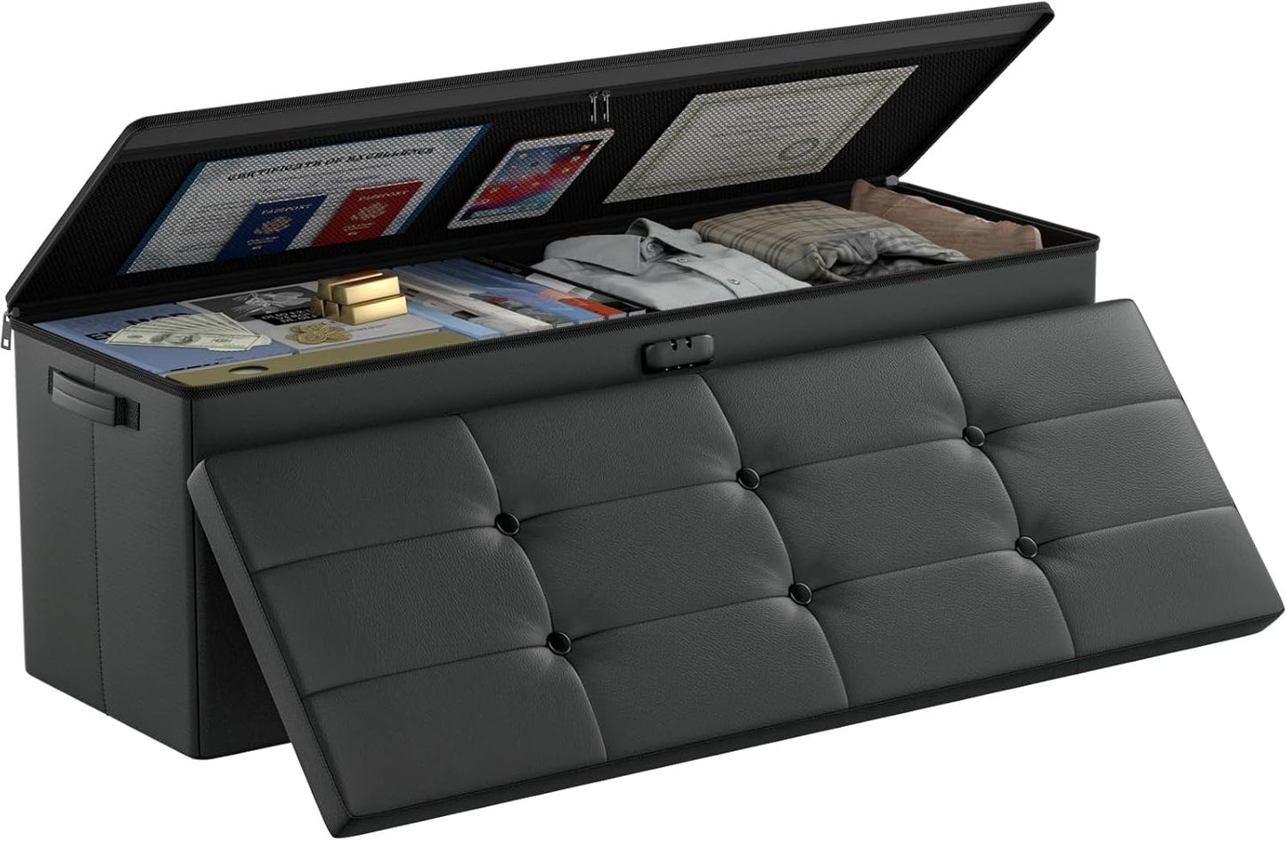 Fireproof Waterproof Storage Ottoman Bench for Home and Office
