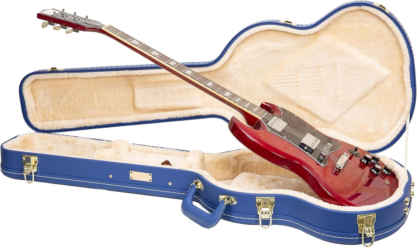 Crossrock Wooden Electric Guitar Case for Gibson SG - Vibrant Blue