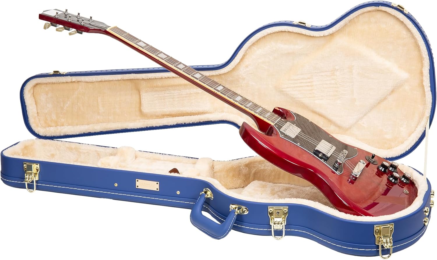 Crossrock Wooden Electric Guitar Case for Gibson SG - Vibrant Blue
