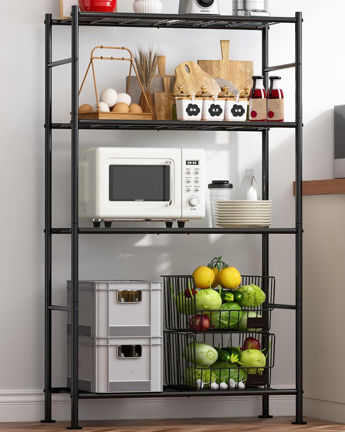 Heavy Duty 4 Tier Storage Shelves Organizer for Garage & Kitchen