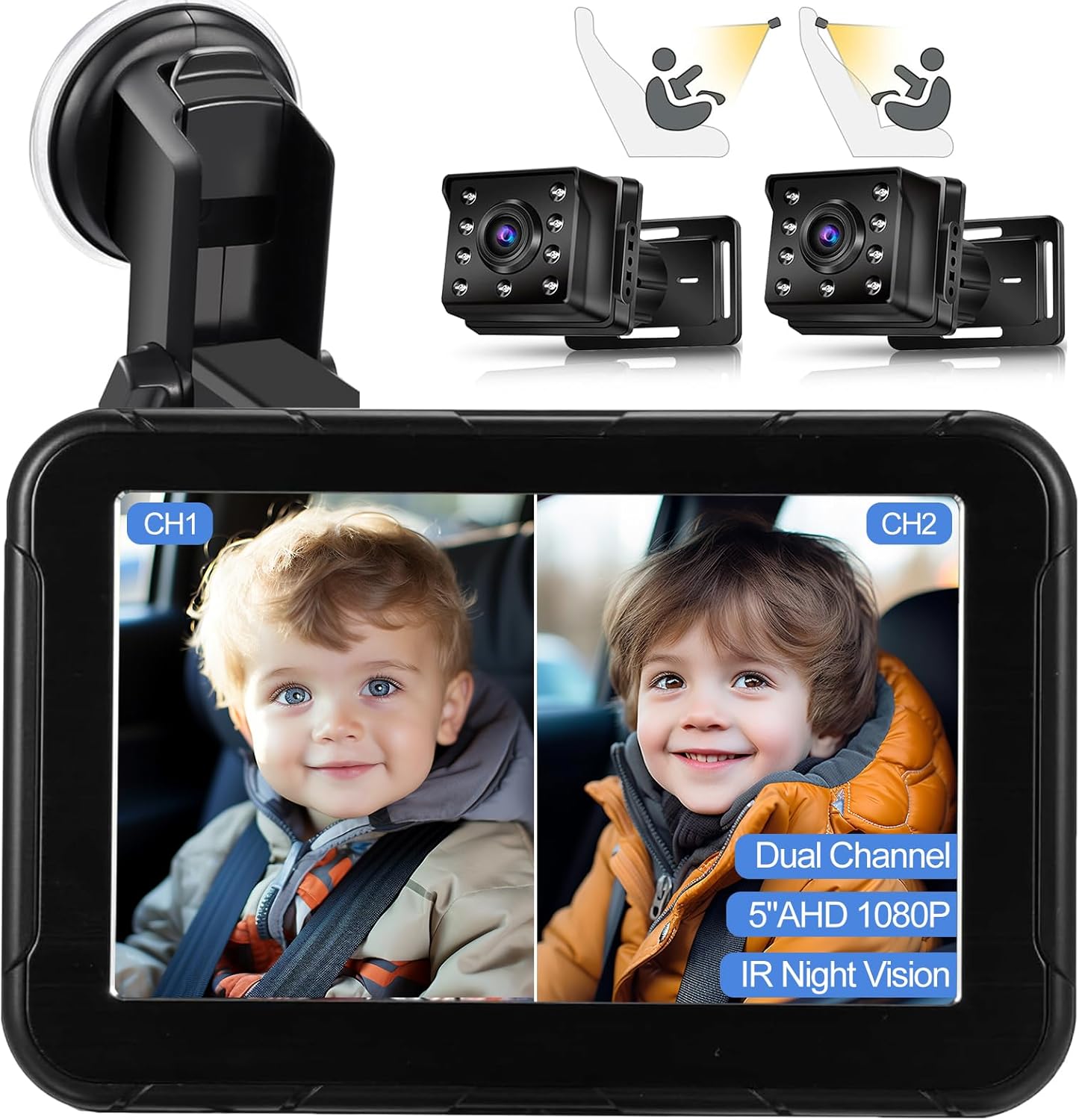 2 Kids Car Camera: Clear Night Vision, Easy Install