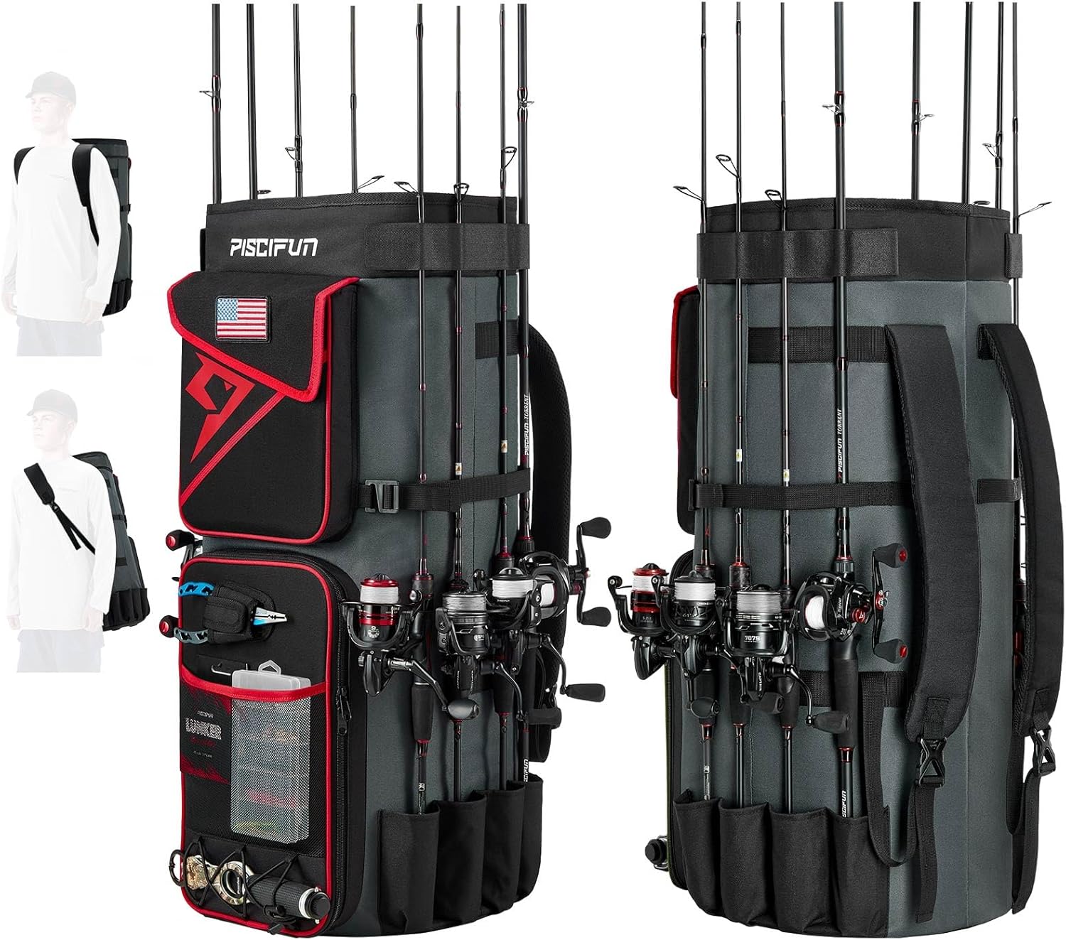Piscifun 8-Rod Fishing Bag: 70L Storage, Portable & Foldable