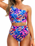 Women One Shoulder High Waisted Bikini Set - Tummy Control Swimwear