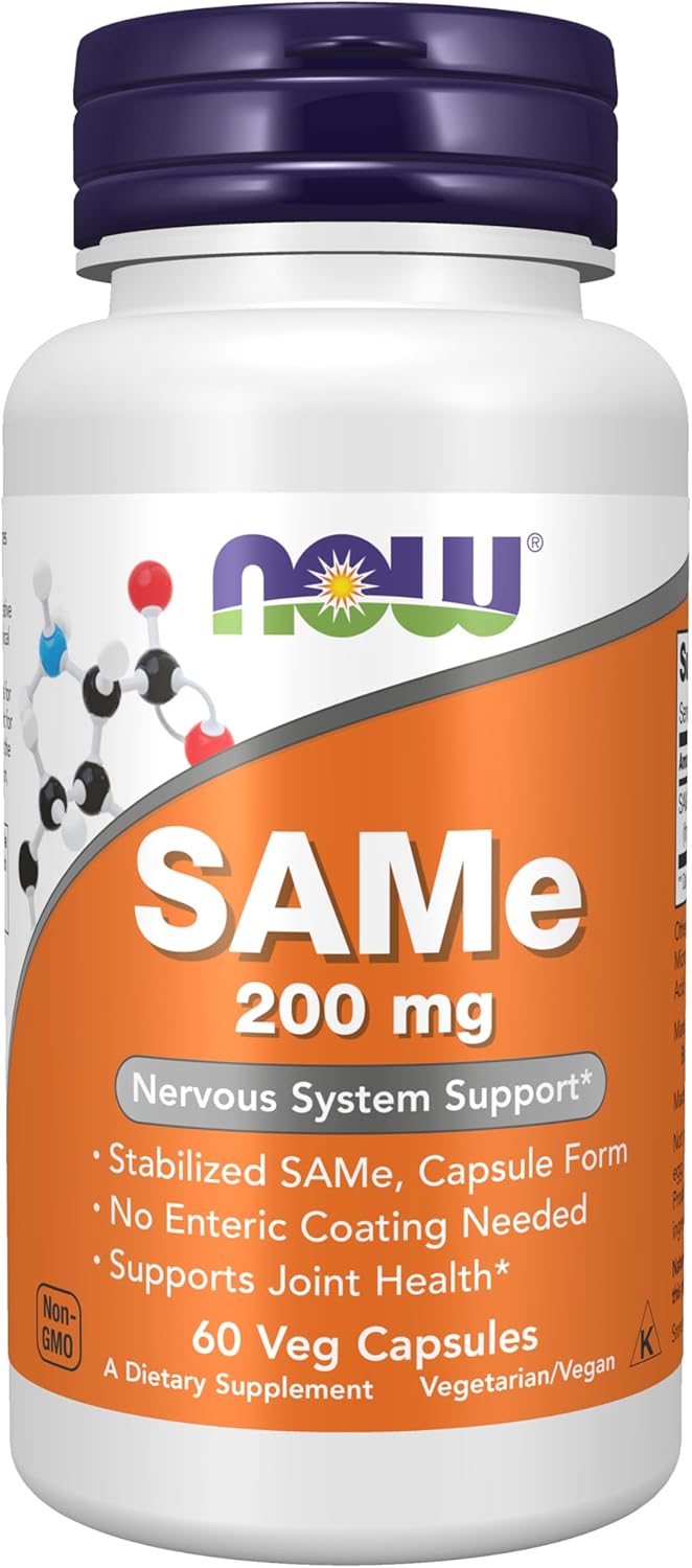 NOW Foods SAMe 200 mg Veg Capsules for Nervous System Support