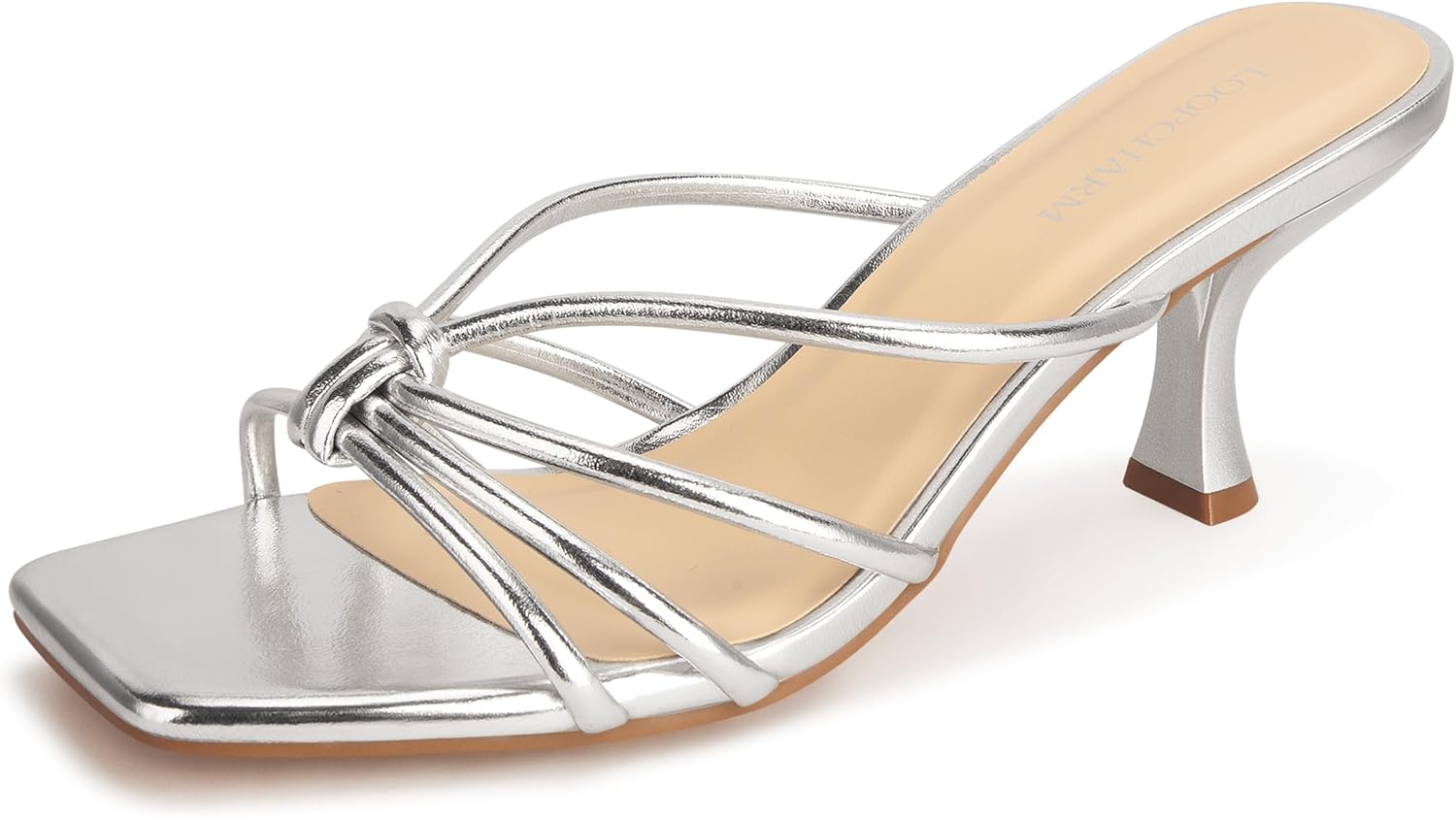 Women's Strappy Square Open Toe Kitten Heels Sandals for Summer