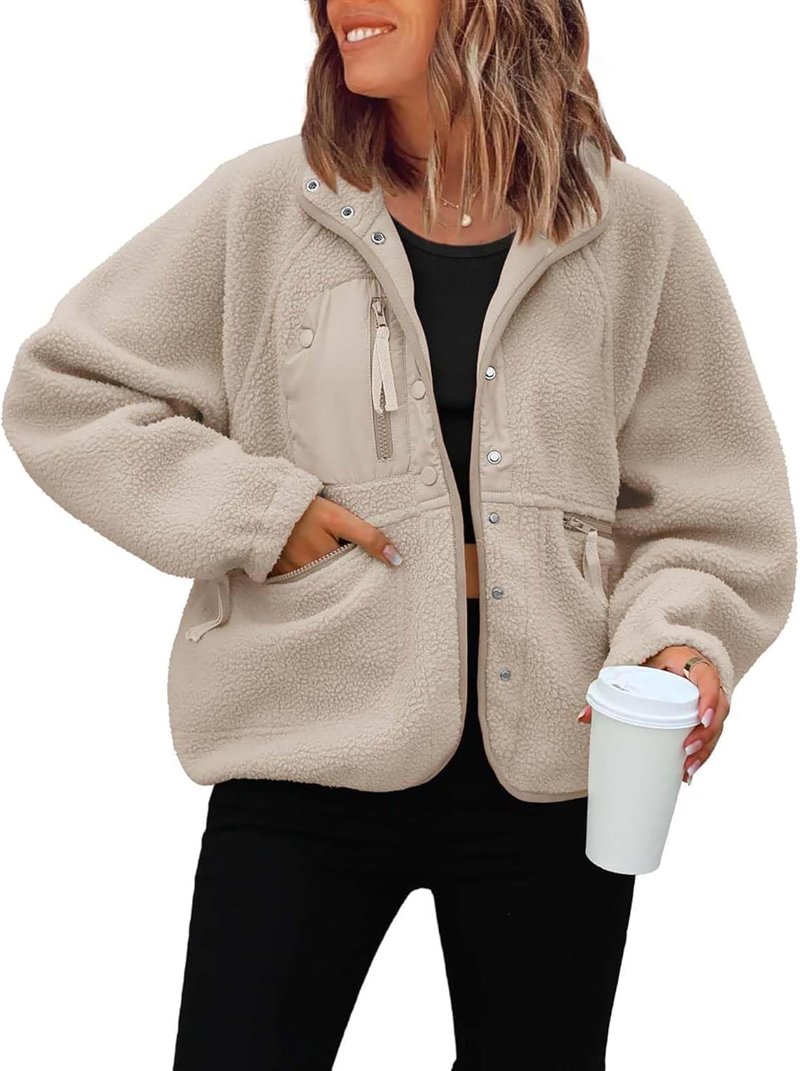 ReachMe Womens Sherpa Jacket: Cozy Fleece for Winter Style