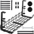 Under Desk Cable Management Tray - Large Metal Wire Organizer