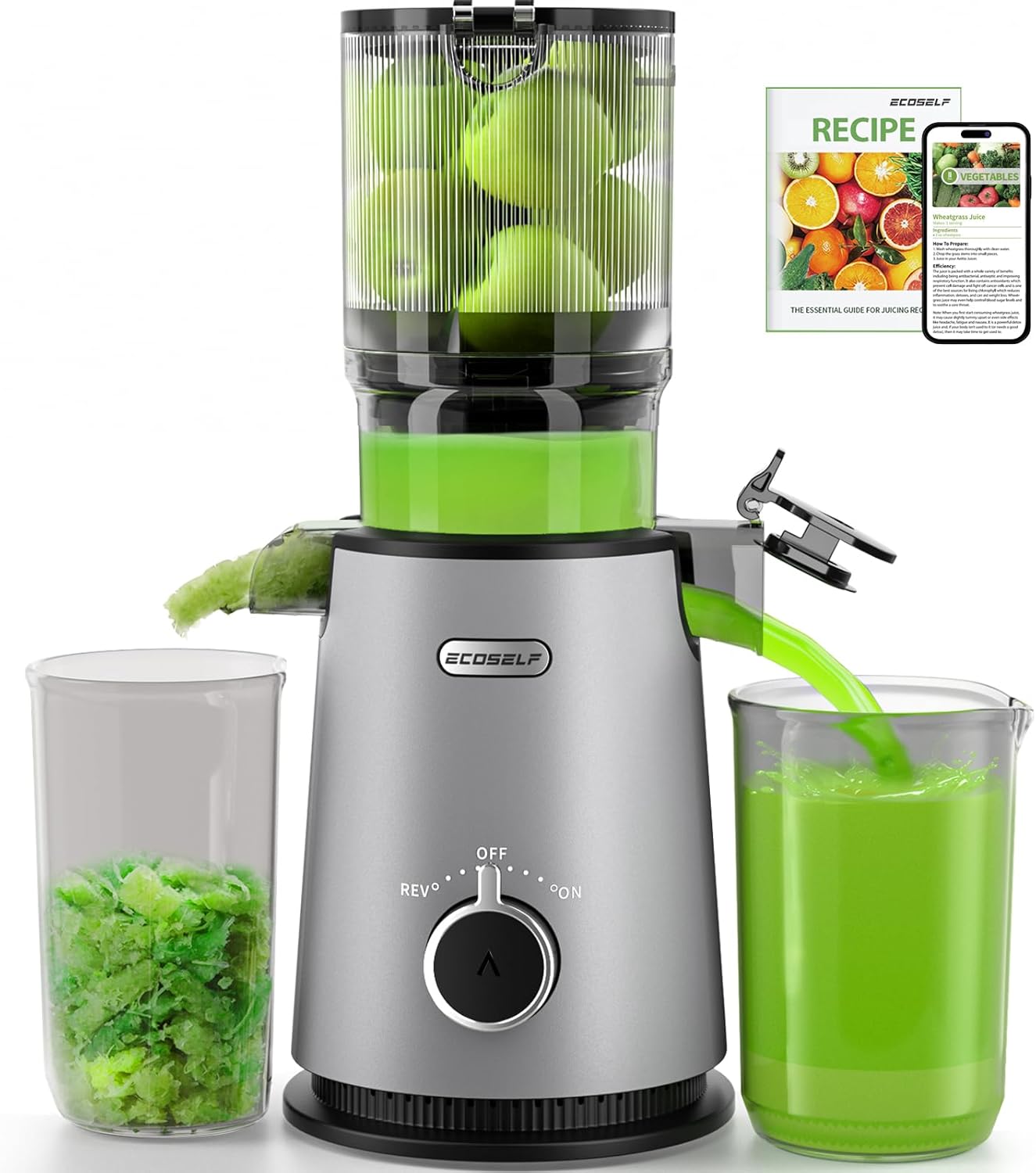Cold Press Juicer with Large Feed Chute for Whole Fruits