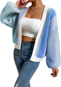 SHENHE Color Block Open Front Cropped Cardigan - Stylish Comfort Shoes