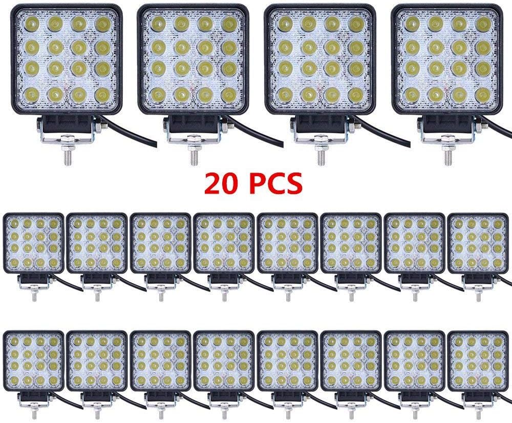 LED Pod Lights 20Pcs 4 Inch Square Work Lights for Trucks