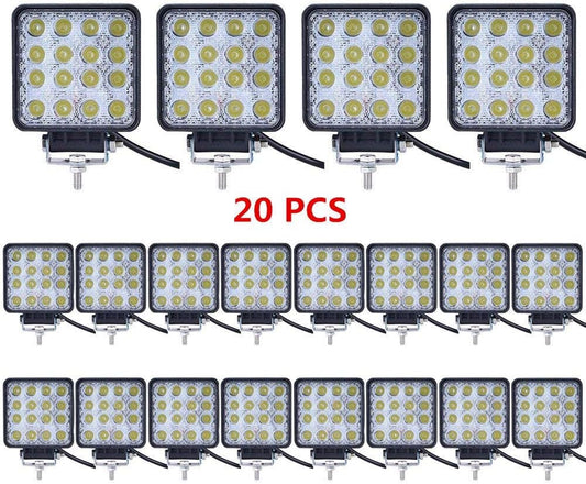 LED Pod Lights 20Pcs 4 Inch Square Work Lights for Trucks