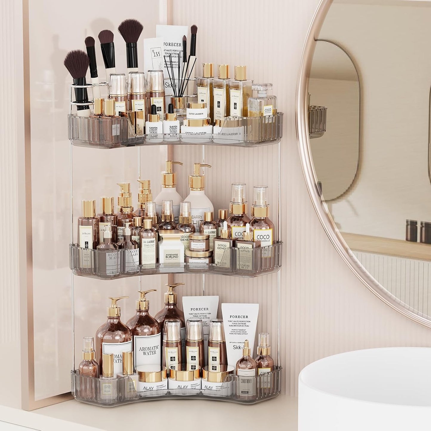 3-Tier Corner Bathroom Counter Organizer for Neat Spaces