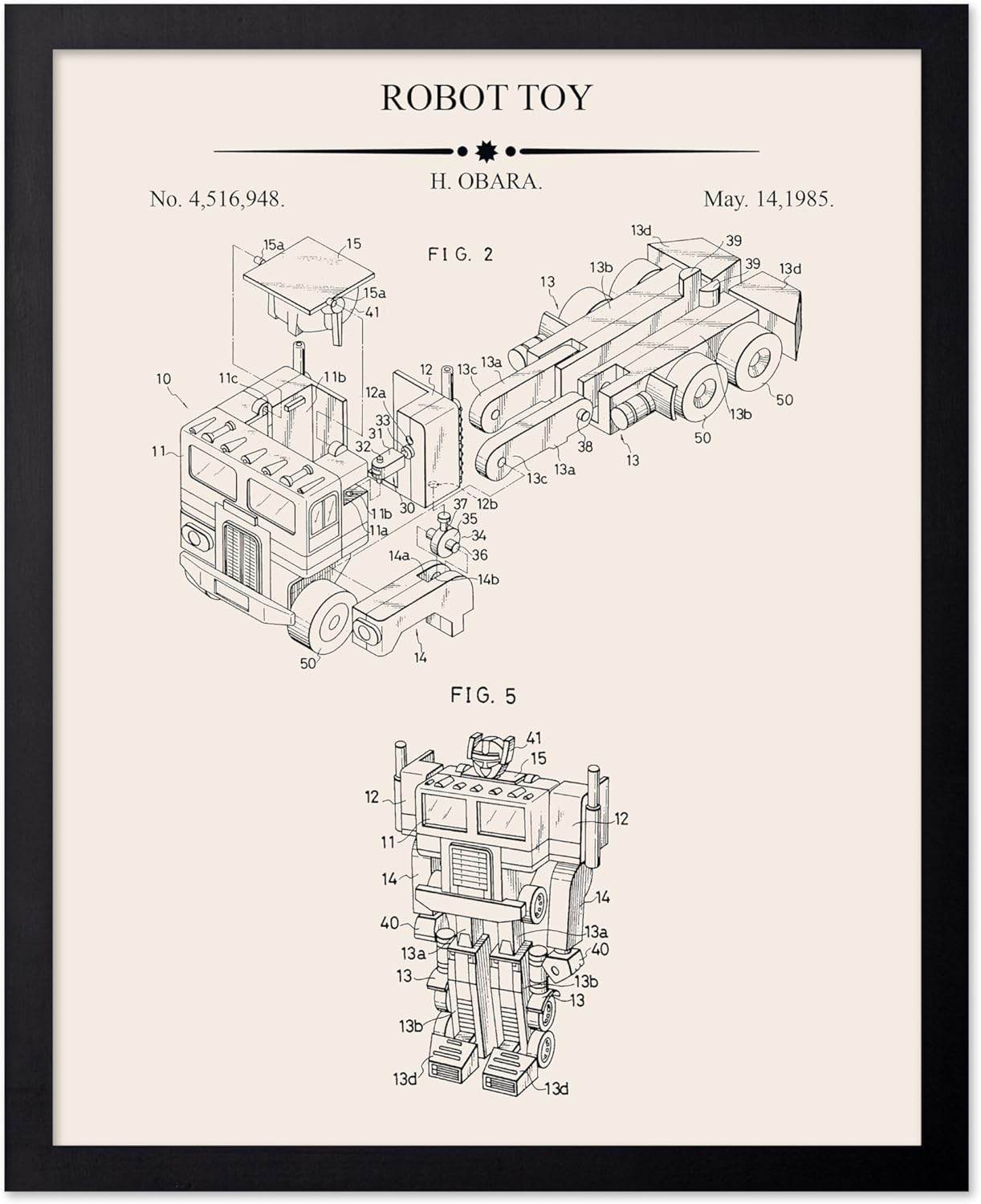 Transforming Robot Toy Art Print, 16x20