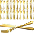 Nuenen 50 Piece Stainless Steel Forks and Knives Set - Durable Mirror