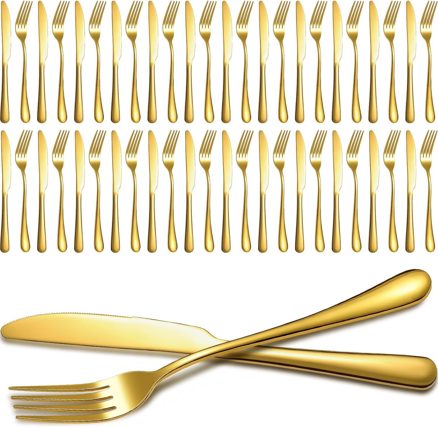 Nuenen 50 Pieces Stainless Steel Forks and Knives Set for Dining