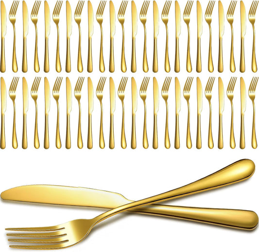Nuenen 50 Pieces Stainless Steel Forks and Knives Set for Dining