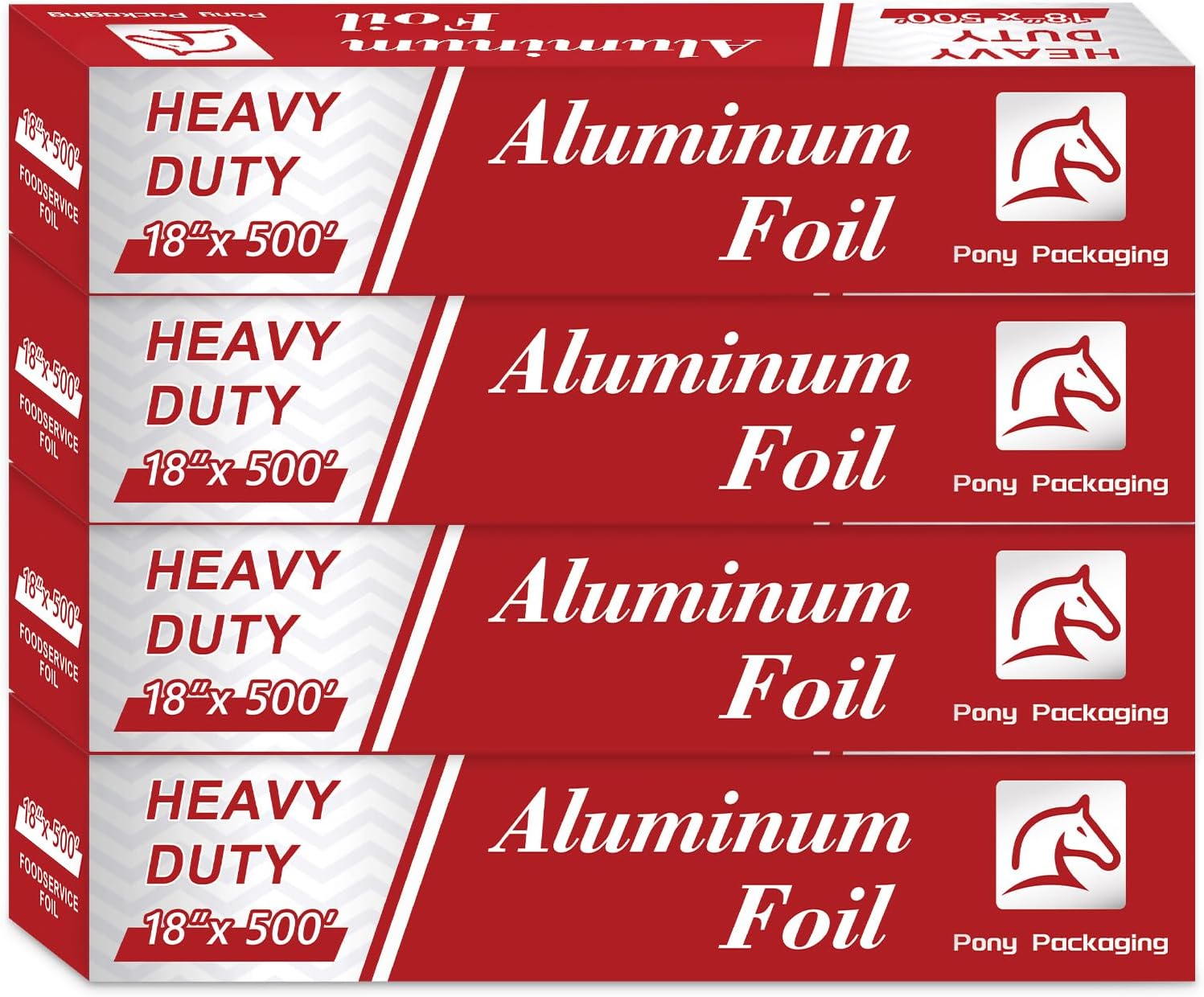 4 Count Heavy Duty Aluminum Foil Roll for Food 18 in 500 FT