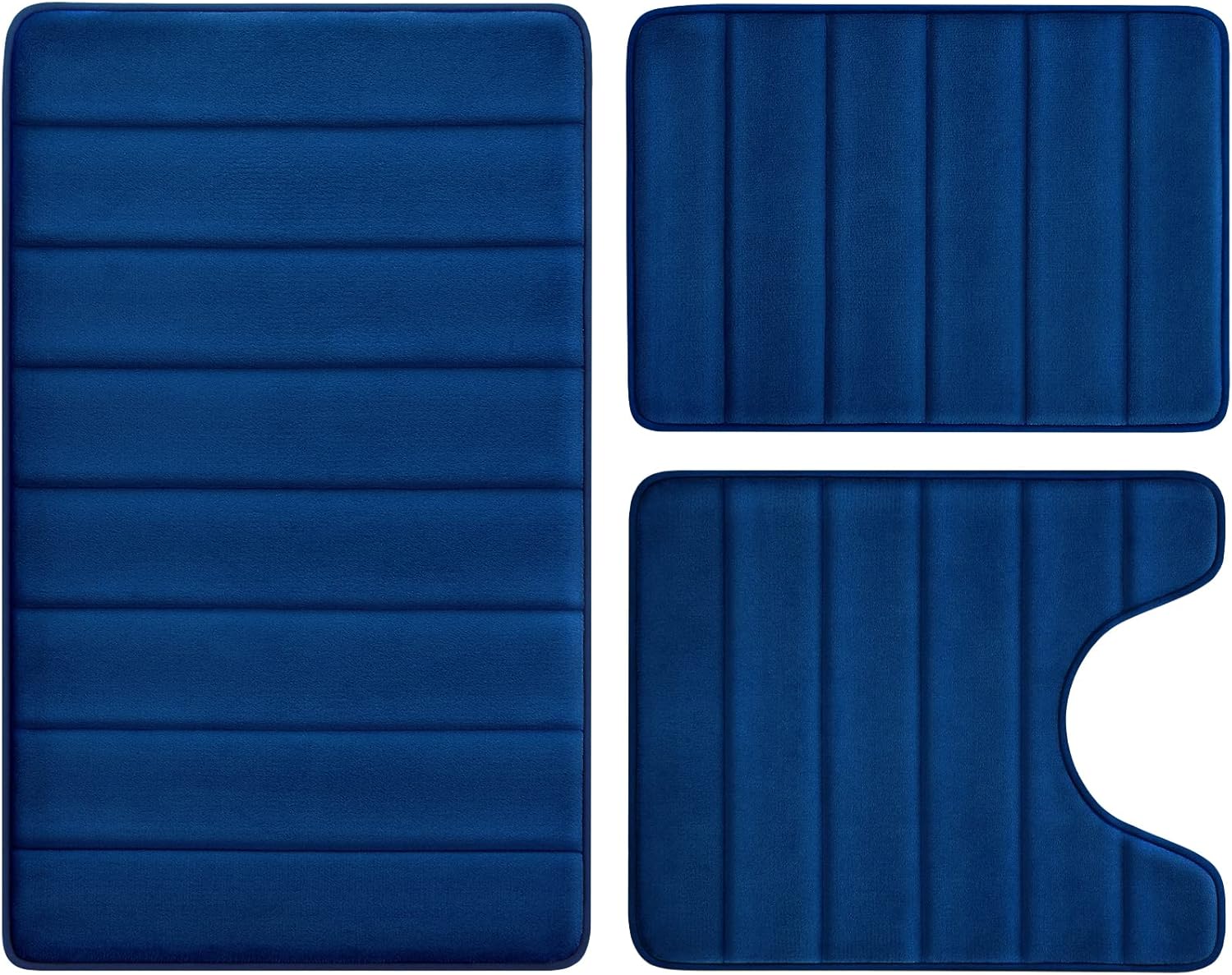 BYSURE Navy Blue Memory Foam Bathroom Rug Set for Comfort