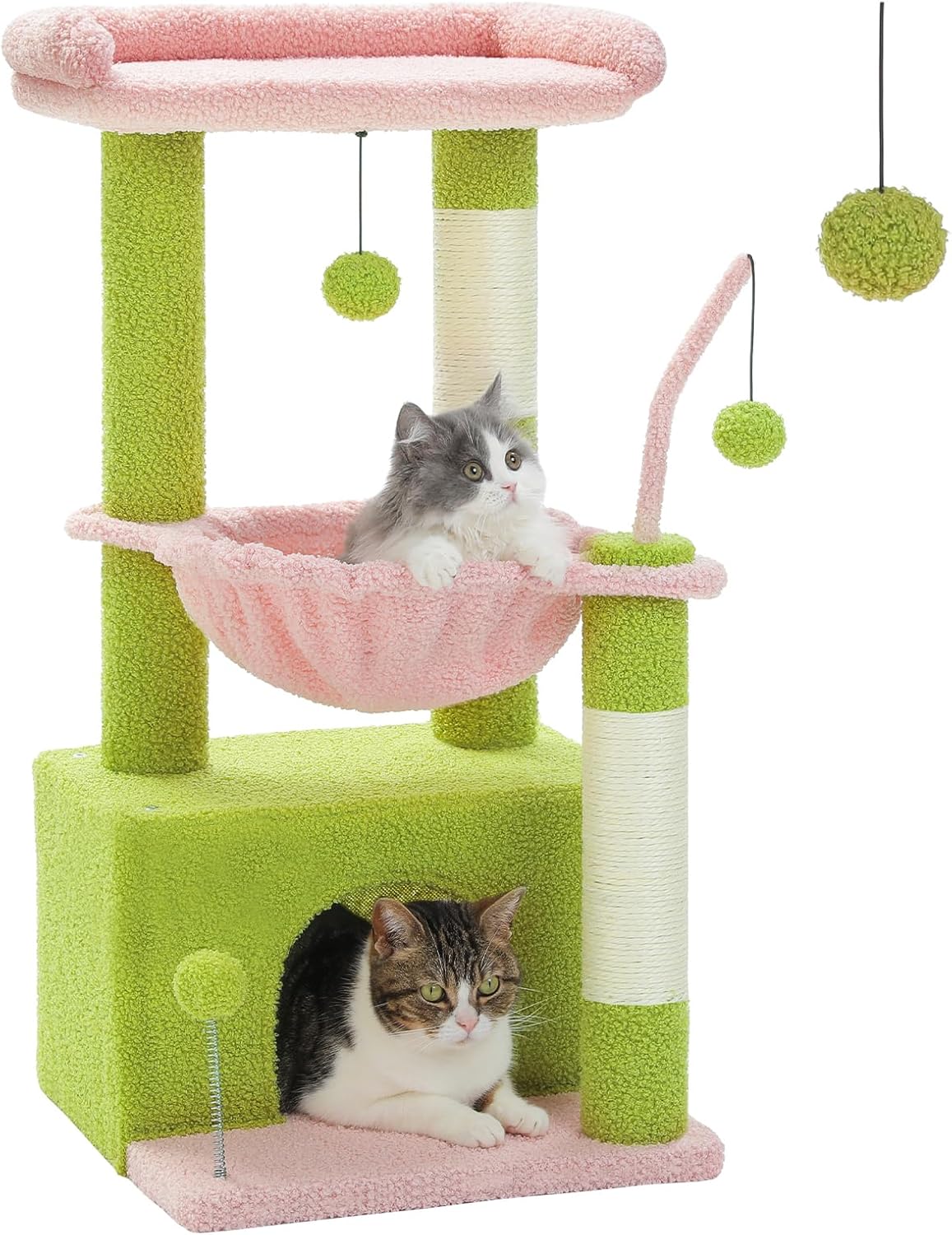 4-in-1 Multi-Level Cat Tower for Indoor Cats with Condo & Hammock