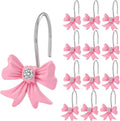 Cute Pink Bow Knot Shower Curtain Hooks for Girly Decor