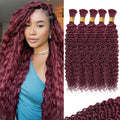Burgundy Human Braiding Hair for Boho Braids 16 in - Deep Wave 160g