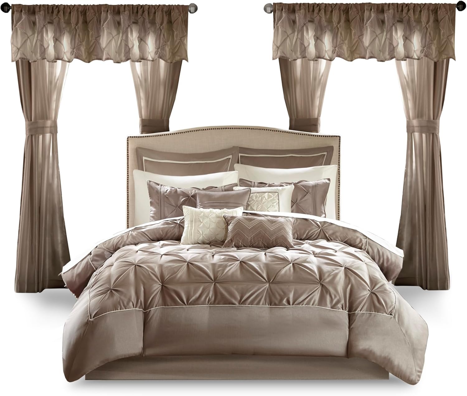 Madison Park Essentials Faux Silk Comforter Set for Queen Bed