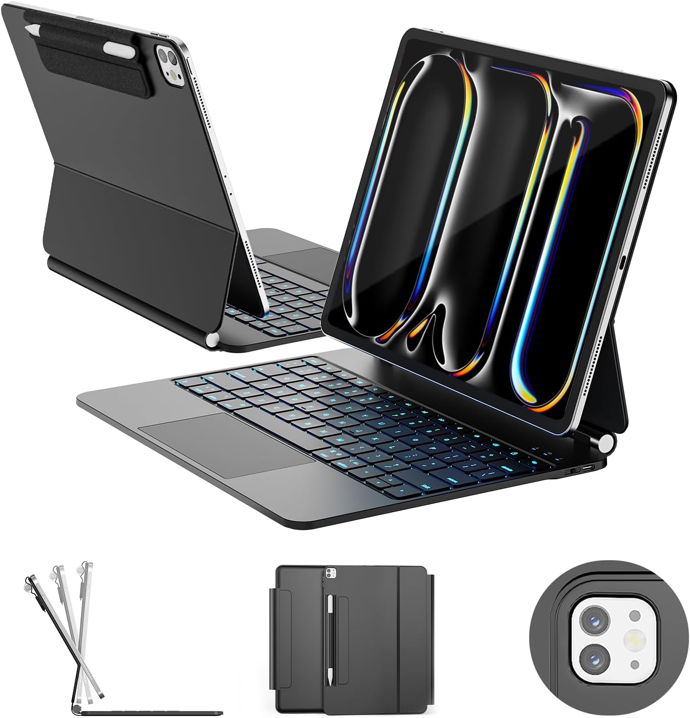 iPad Pro 13 Case with Keyboard and Backlit Keys for M4, 2024