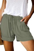 Womens Casual Drawstring Shorts Summer Elastic Waist Shorts