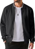 Mens Jacquard Bomber Jacket Color-Block Lightweight Varsity Jacket