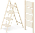 4 Step Ladder Folding Step Stool Cream White - 330 lb Capacity