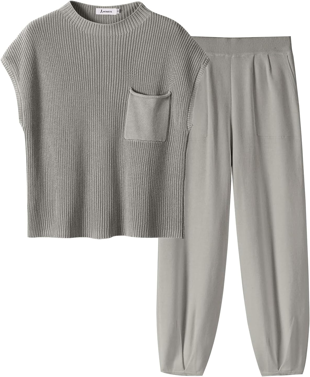 Stylish Women's Two Piece Outfits Knit Sweater Vest Crop Top Pants