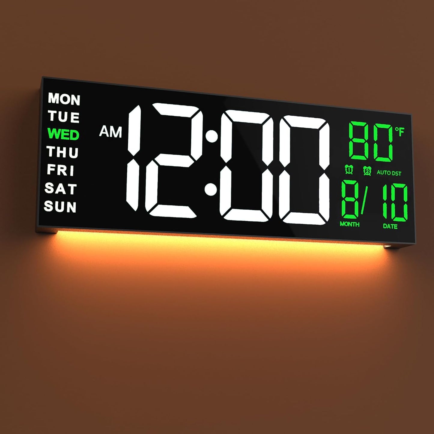 JALL 16-Inch Large Digital Wall Mount Clock with RGB Colors