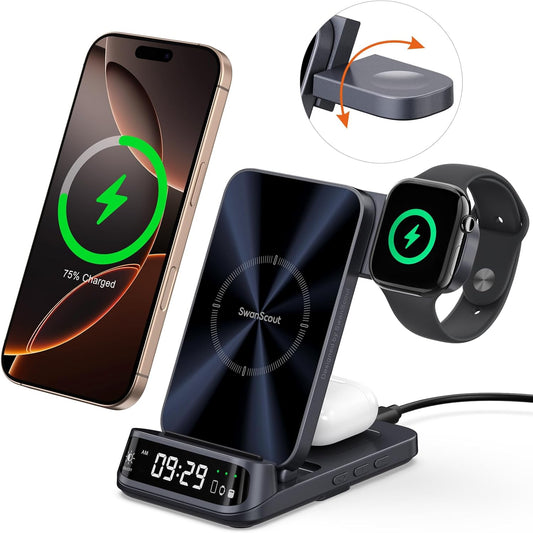 SwanScout Wireless Charging Station - 3-in-1 Apple Charger