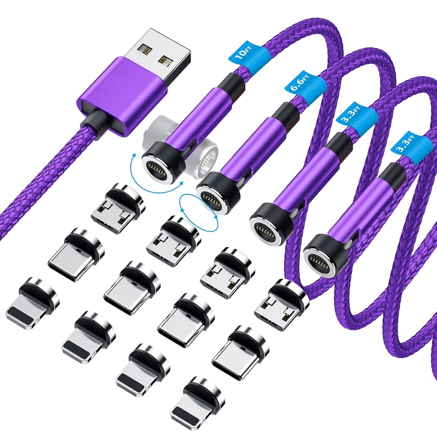 Fast Charge & Rotate 540 Magnetic Cable Set - Purple