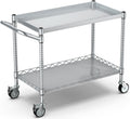 2 Tier Utility Tool Cart with Wheels - Heavy Duty 900 lb Capacity