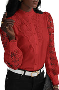 Contemporary Women's Lace Mock Neck Blouse for Everyday Style
