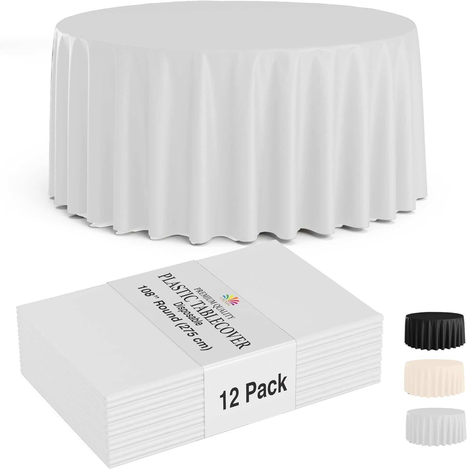 108-Inch Round Plastic Tablecloths for Elegant Events and Parties