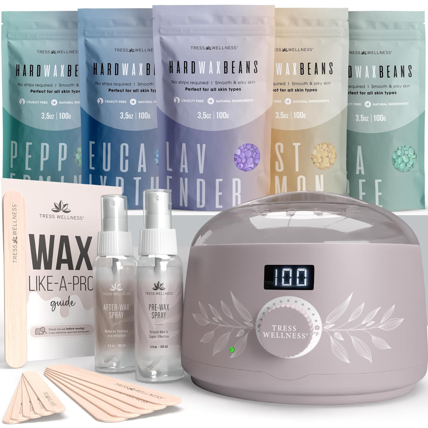 Tress Wellness Waxing Kit for Sensitive Skin - Easy At-Home Waxing