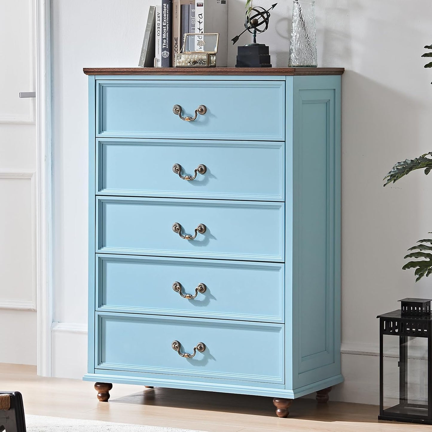 Farmhouse 5 Drawer Dresser for Bedroom - Rustic Storage Solution