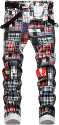 Men's Casual Printed Slim Fit Jeans Skinny Denim Pants - Stylish Look