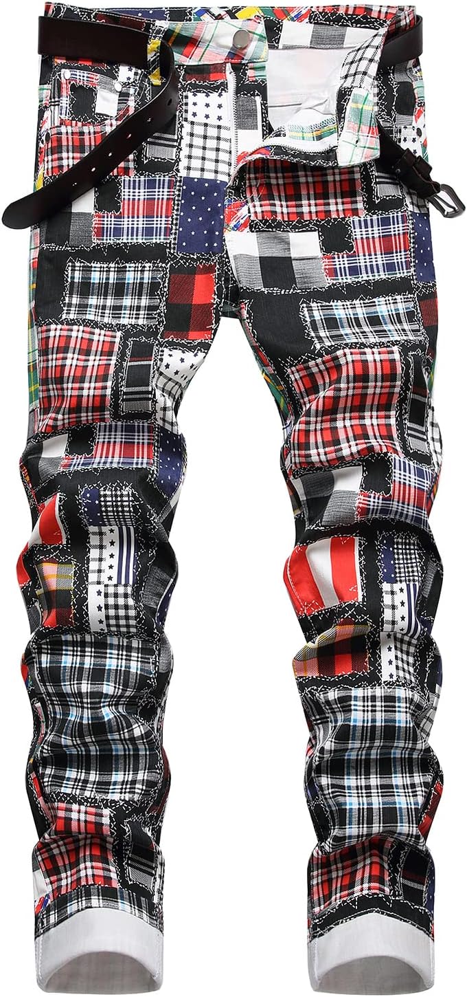 Baylvn Men's Casual Printed Slim Fit Jeans for Stylish Looks