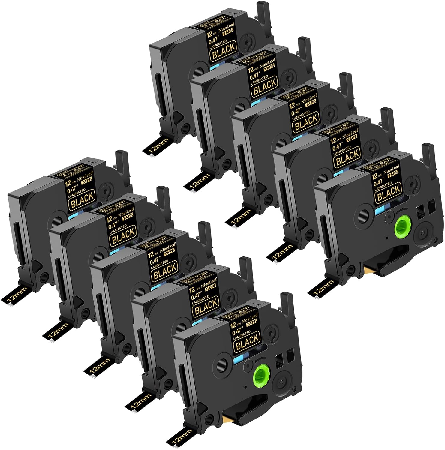 NineLeaf 10PK Compatible Label Tape for Brother TZe-334 12mm